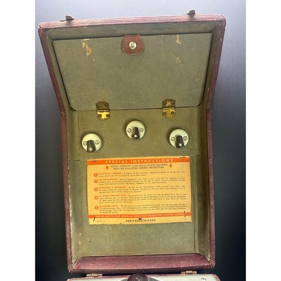 Vtg Antique Webster Chicago Wire Recorder Recording Device W Mic Cords Untested - Picture 4 of 6